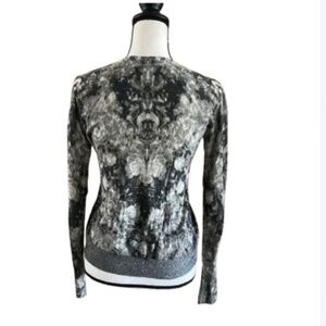 Sparkle metallic grey silver black fine knit ribbed cardigan sweater xs small